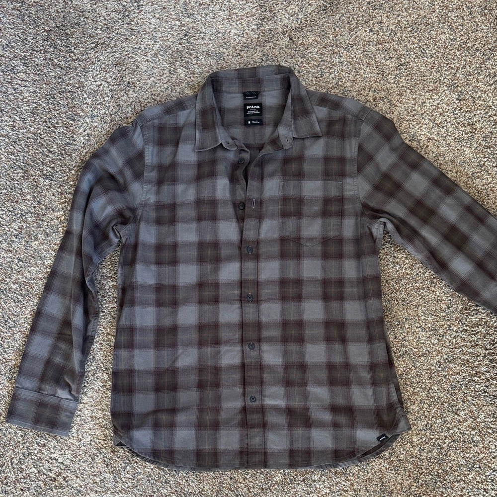 Prana Men's Ash Plaid Button Down Shirt
